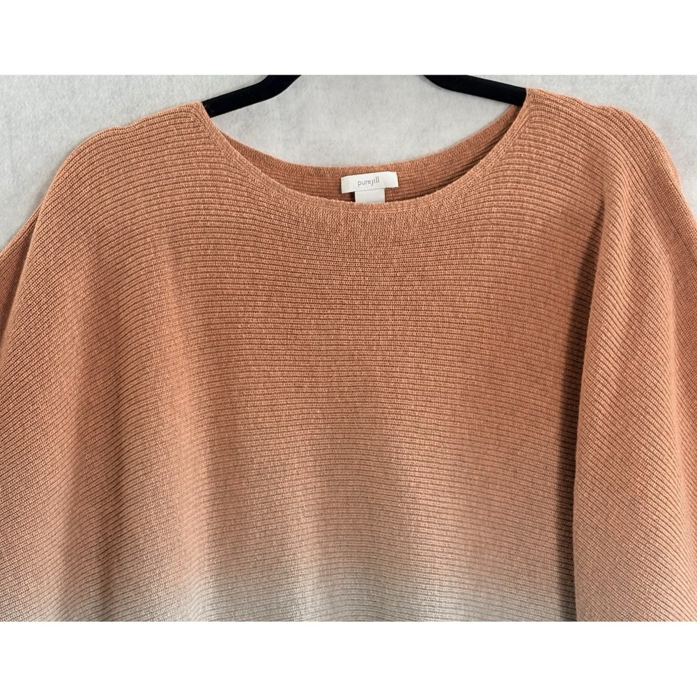 PURE JILL Women Dip Dyed Poncho Sweater One Size Ombre Orange Tan Casual 1A-16 - Picture 4 of 8
